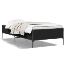 vidaXL fekete szerelt fa és fém ágykeret 100 x 200 cm ágy és ágykellék