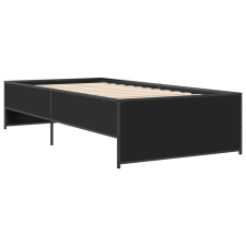 vidaXL fekete szerelt fa és fém ágykeret 100 x 200 cm (845236) ágy és ágykellék