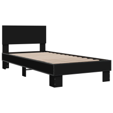 vidaXL fekete szerelt fa és fém ágykeret 100 x 200 cm (845802) ágy és ágykellék