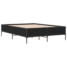 vidaXL fekete szerelt fa és fém ágykeret 135 x 190 cm (3279812) ágy és ágykellék