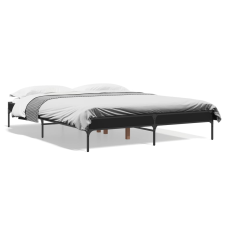 vidaXL fekete szerelt fa és fém ágykeret 140 x 200 cm ágy és ágykellék