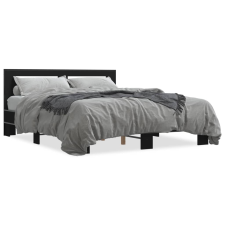 vidaXL fekete szerelt fa és fém ágykeret 160 x 200 cm ágy és ágykellék