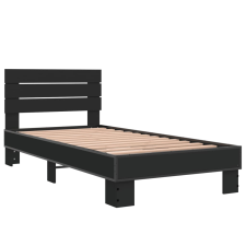 vidaXL fekete szerelt fa és fém ágykeret 75 x 190 cm (845747) ágy és ágykellék