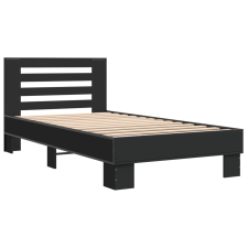 vidaXL fekete szerelt fa és fém ágykeret 90 x 190 cm (846084) ágy és ágykellék
