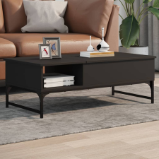 vidaXL fekete szerelt fa és fém dohányzóasztal 100 x 50 x 35 cm bútor