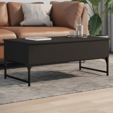 vidaXL fekete szerelt fa és fém dohányzóasztal 100 x 50 x 40 cm bútor