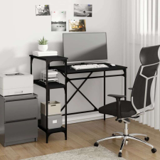 vidaXL fekete szerelt fa és vas íróasztal polcokkal 105x50x90 cm íróasztal