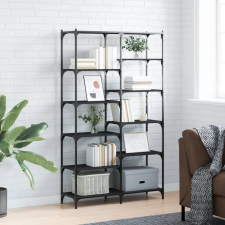 vidaXL fekete szerelt fa és vas könyvespolc 100 x 32 x 170 cm bútor