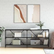 vidaXL fekete szerelt fa és vas tálalóasztal 180x30x75 cm bútor