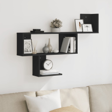 vidaXL fekete szerelt fa fali polc 100 x 15 x 70 cm bútor