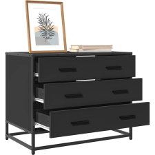 vidaXL fekete szerelt fa fiókos szekrény 70x41x56 cm (849074) bútor