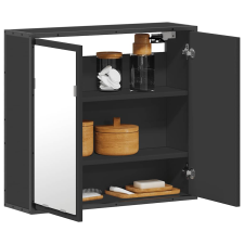 vidaXL fekete szerelt fa fürdőszobai tükör 65x20x60 cm fürdőszoba bútor