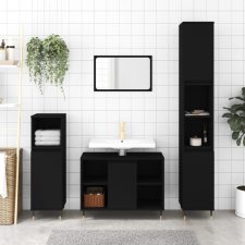 vidaXL fekete szerelt fa fürdőszobaszekrény 30 x 30 x 100 cm fürdőszoba bútor