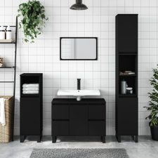 vidaXL fekete szerelt fa fürdőszobaszekrény 30 x 30 x 100 cm fürdőszoba bútor