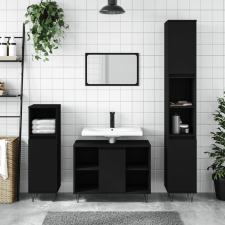 vidaXL fekete szerelt fa fürdőszobaszekrény 30 x 30 x 100 cm fürdőszoba bútor