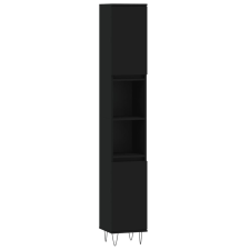 vidaXL fekete szerelt fa fürdőszobaszekrény 30 x 30 x 190 cm (831533) fürdőszoba bútor