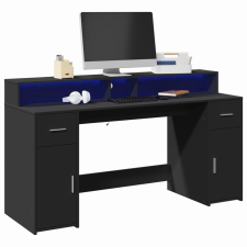 vidaXL fekete szerelt fa íróasztal LED-világítással 160 x 55 x 91 cm bútor