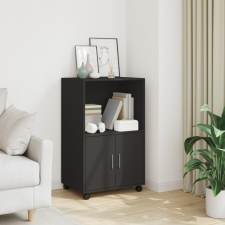 vidaXL fekete szerelt fa kerekes szekrény 55 x 40 x 91 cm bútor