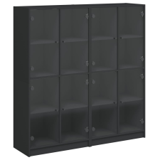 vidaXL fekete szerelt fa könyvespolc ajtóval 136 x 37 x 142 cm (3206518) bútor
