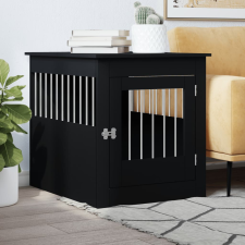 vidaXL fekete szerelt fa kutyaketrec 64,5 x 80 x 71 cm szállítóbox, fekhely kutyáknak