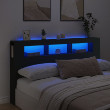 vidaXL fekete szerelt fa LED-es fejtámla 180x18,5x103,5 cm ágy és ágykellék