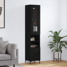 vidaXL fekete szerelt fa magasszekrény 34,5 x 34 x 180 cm bútor