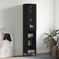 vidaXL fekete szerelt fa magasszekrény 34,5 x 34 x 180 cm bútor