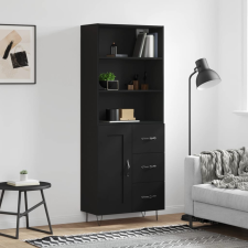 vidaXL fekete szerelt fa magasszekrény 69,5 x 34 x 180 cm bútor