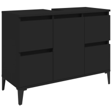 vidaXL fekete szerelt fa mosdószekrény 80 x 33 x 60 cm fürdőszoba bútor