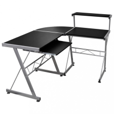 vidaXL Fekete szerelt fa sarok számítógépasztal 132 x 112 x 99 cm íróasztal