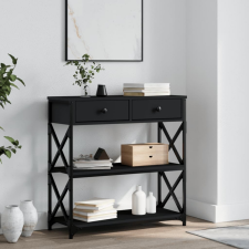 vidaXL fekete szerelt fa tálalóasztal 75x28x75 cm bútor