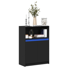 vidaXL fekete szerelt fa tálalószekrény LED-del 72 x 34 x 100 cm bútor