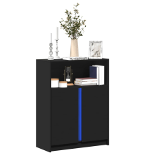 vidaXL fekete szerelt fa tálalószekrény LED-del 77 x 34 x 100 cm bútor