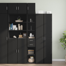vidaXL fekete szerelt fa vékony tárolószekrény 30 x 42,5 x 225 cm bútor
