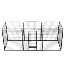 vidaXL fekete színű acél kutyakennel 8 panelből 80 x 100 cm kutyafelszerelés