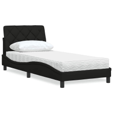 vidaXL fekete szövet ágy matraccal 80x200 cm ágy és ágykellék