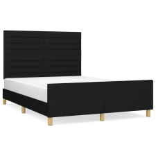 vidaXL fekete szövet ágykeret fejtámlával 140 x 190 cm (3125132) ágy és ágykellék