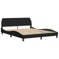 vidaXL fekete szövet ágykeret fejtámlával 160 x 200 cm (373207) ágy és ágykellék