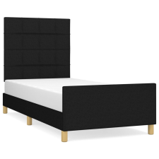 vidaXL fekete szövet ágykeret fejtámlával 90 x 200 cm (3125027) ágy és ágykellék