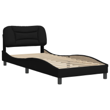 vidaXL fekete szövet ágykeret fejtámlával 90 x 200 cm (3207746) ágy és ágykellék
