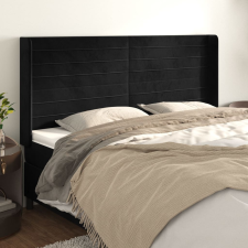 vidaXL fekete szövet bársony szárnyakkal 163x16x118/128 cm ágy és ágykellék