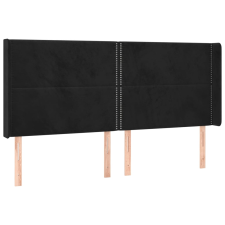 vidaXL fekete szövet bársony szárnyakkal 163x16x118/128 cm (3119496) ágy és ágykellék