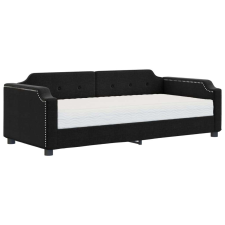 vidaXL Fekete szövet kanapéágy matraccal 90 x 190 cm ágy és ágykellék