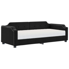 vidaXL fekete szövet kanapéágy matraccal 90 x 190 cm (3197628) ágy és ágykellék