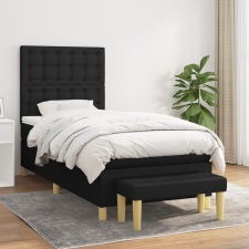 vidaXL fekete szövet rugós ágy matraccal 100 x 200 cm ágy és ágykellék