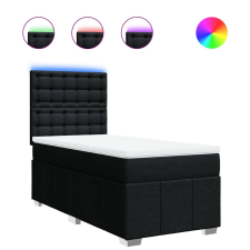 vidaXL fekete szövet rugós ágy matraccal 100 x 200 cm (3293895) ágy és ágykellék