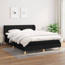 vidaXL Fekete szövet rugós ágy matraccal 140 x 190 cm ágy és ágykellék