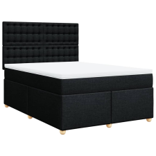 vidaXL fekete szövet rugós ágy matraccal 140 x 190 cm (3291291) ágy és ágykellék