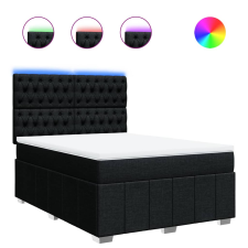vidaXL fekete szövet rugós ágy matraccal 140 x 190 cm (3293972) ágy és ágykellék