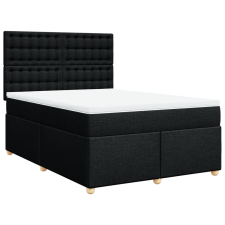 vidaXL fekete szövet rugós ágy matraccal 140 x 200 cm (3291319) ágy és ágykellék